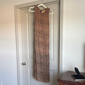 JCREW Sleeveless Leopard Print Maxi Dress - Tan & Black